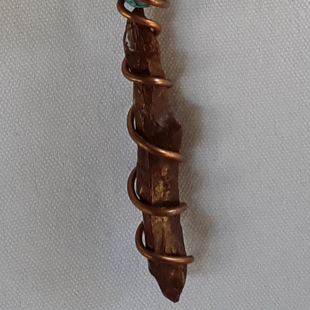 Mahogany Obsidian Needle Turquoise Copper Wire Wrap Adjustable Handcrafted Audi - Picture 12 of 12